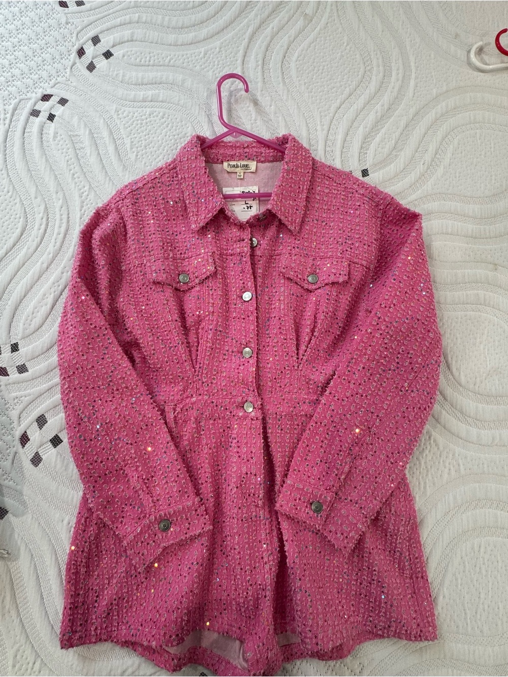 Posh Lovely Pink Tweed Button-Front Romper